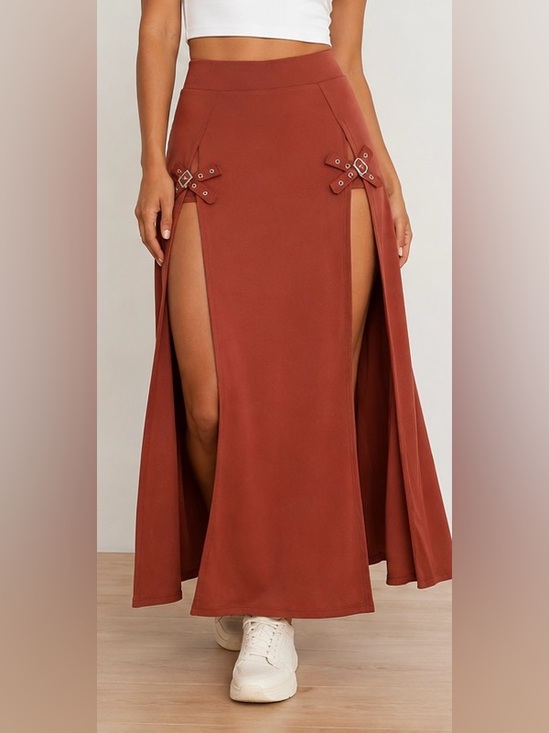 Halara Dresses & Skirts - Halara High Waisted Decorative Buckle 2-in-1 Maxi Casual Skirt XL